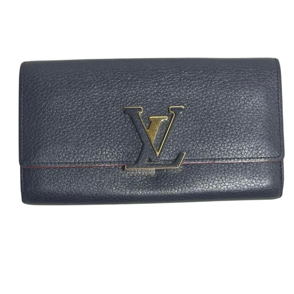 Louis Vuitton Navy Leather Envelope Wallet